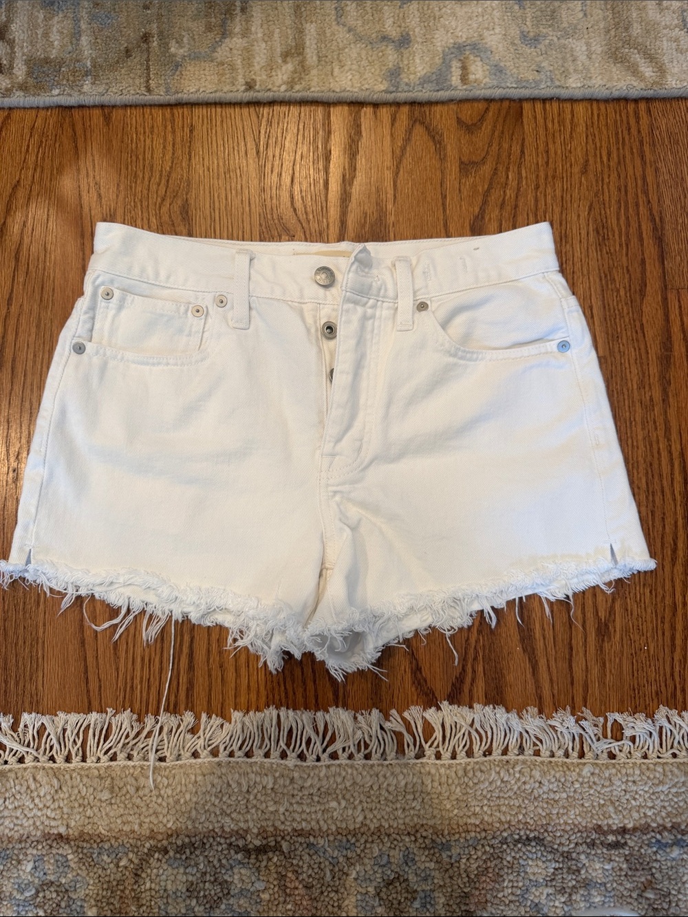 Madewell White Raw Hem Denim Shorts
